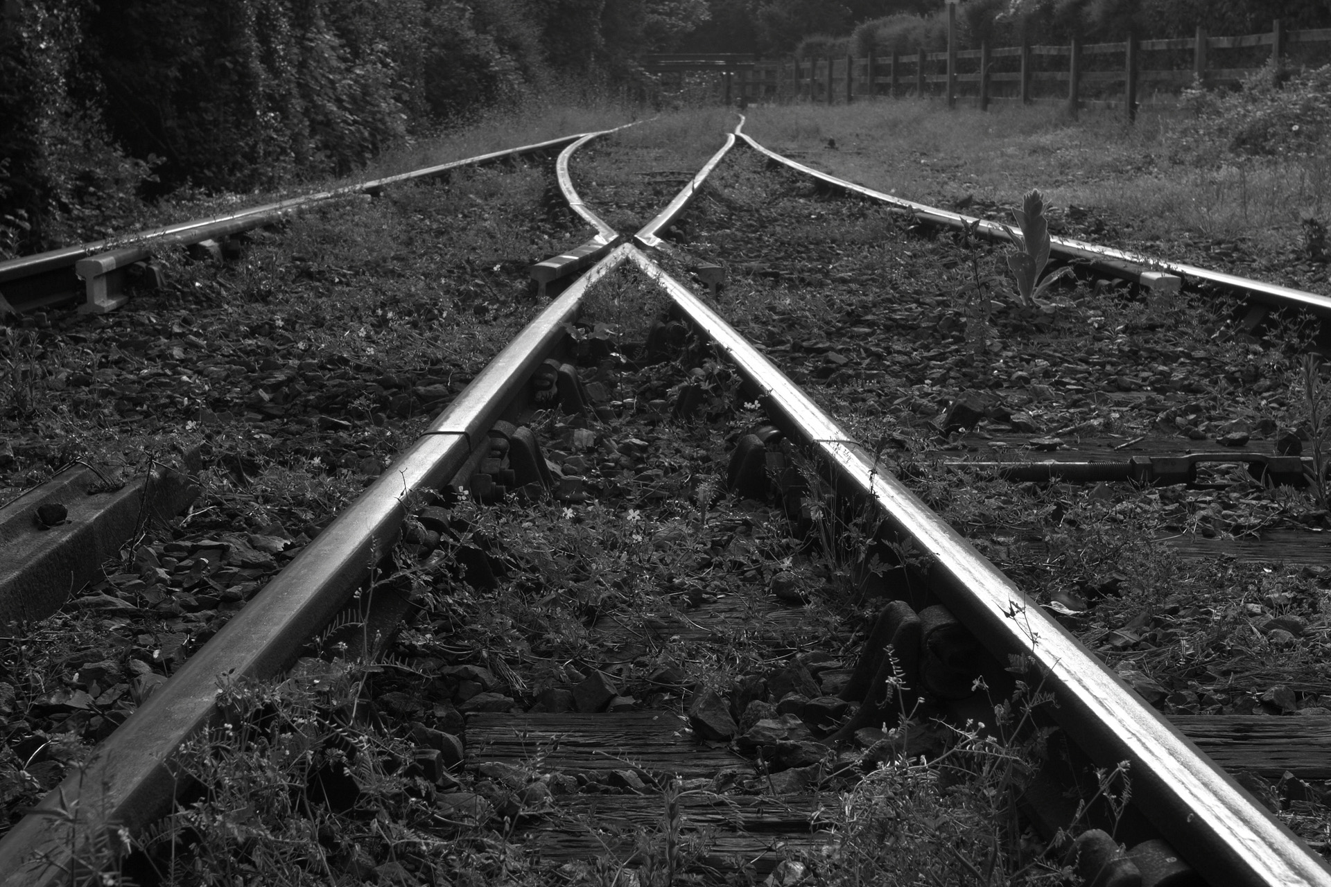 Old train tracks at Boscarne Junction, near Bodmin Camel Trail