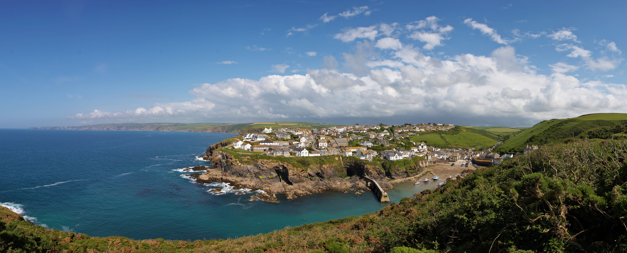 Port Isaac From The Cliffs Panorama Port Isaac Cornwall