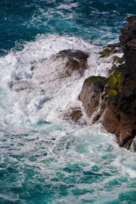 Waves breaking on the rocks at High Cove, Cornwall