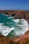 Waves breaking on the beach at Pentire Steps, Cornwall